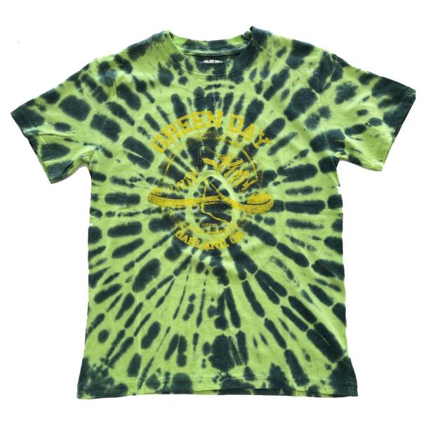 Green Day Adult T-Shirt - Green Day All Stars - Green Tie Dye Green Day Adult T-Shirt - Green Day All Stars - Green Tie Dye