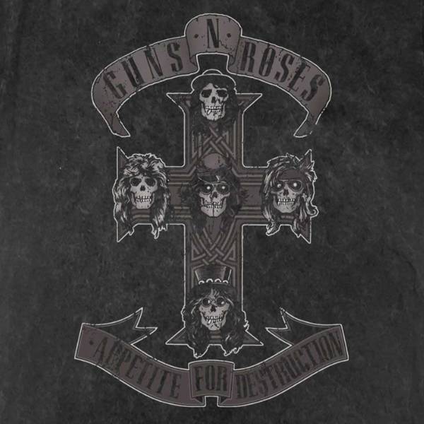 Guns 'n' Roses Adult T-Shirt - Appetite For Destruction - Monochrome Dye Wash