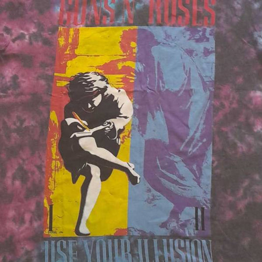 Guns 'n' Roses Adult T-Shirt - Use Your Illusion Album Artwork - Blue Tie Dye