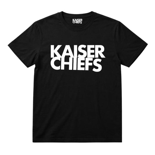 Kaiser Chiefs Kids T-shirt with Kaiser Chiefs logo printed in white on a plain black t-shirt