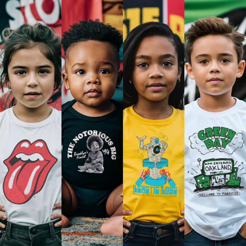 Cool Kids Rock Band T-Shirts, Hoodies and Babygrows from KidVicious.co.uk