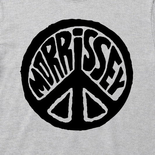 Close Up Of Morrissey kids t-shirt grey with black peace symbol logo graphic