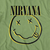 Nirvana Adult T-Shirt - Smiley Face - Green Nirvana Adult T-Shirt - Smiley Face - Green