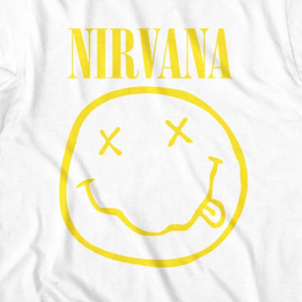 Nirvana Adult T-Shirt - Smiley Face - White T-Shirt Nirvana Adult T-Shirt - Smiley Face - White T-Shirt