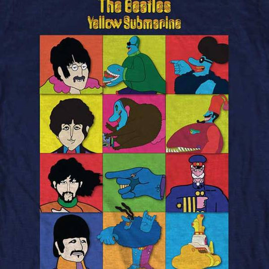 The Beatles Kids T-Shirt - Yellow Submarine Characters - Navy