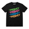 The Prodigy Kids T-shirt with The Prodigy Repeat Logo artwork printed in full colour on a plain black t-shirt