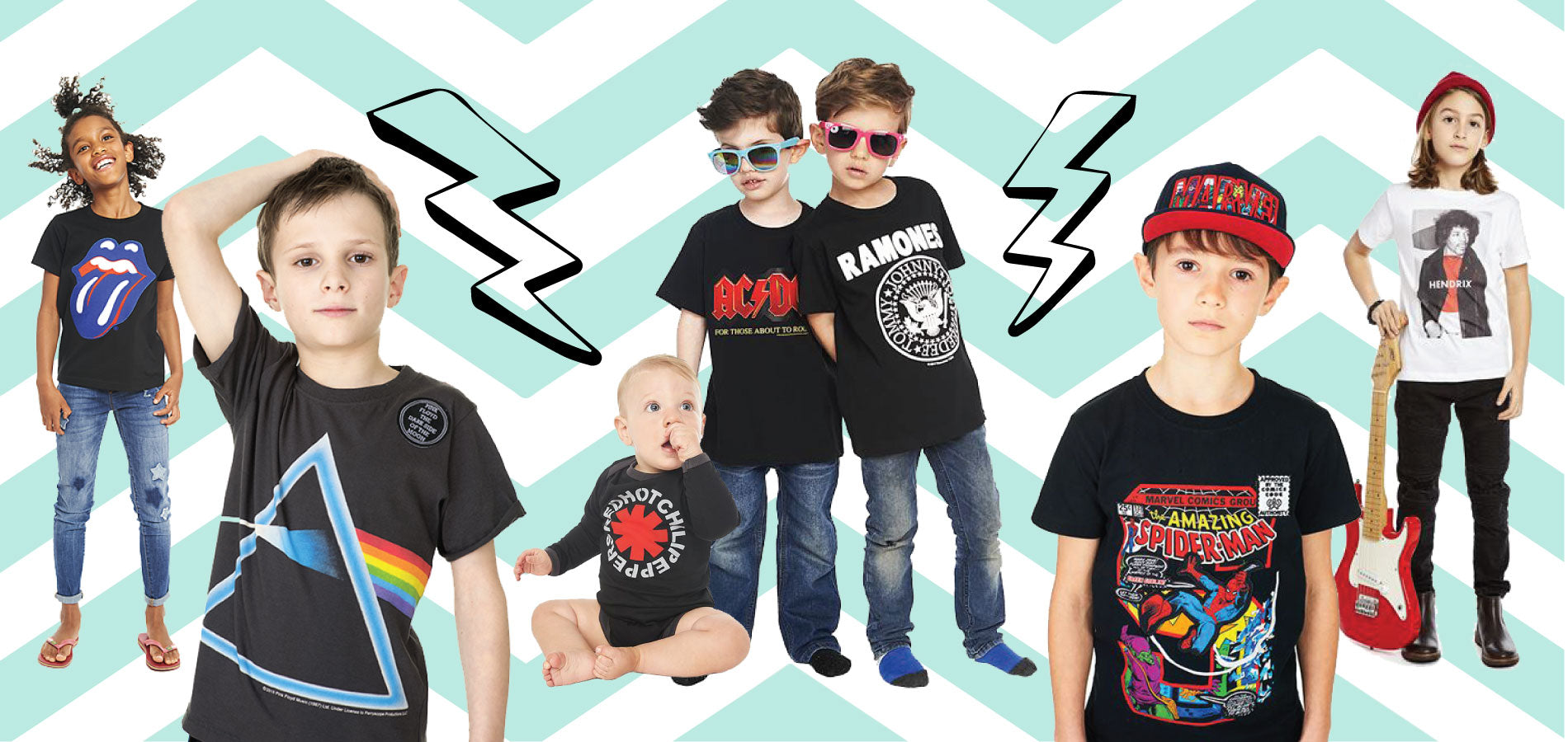 Cool Kids Rock Band T-Shirts, Hoodies and Babygrows from KidVicious.co.uk