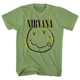 Nirvana Adult T-Shirt - Smiley Face - Green Nirvana Adult T-Shirt - Smiley Face - Green
