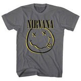 Nirvana Adult T-Shirt - Smiley Face - Grey Nirvana Adult T-Shirt - Smiley Face - Grey