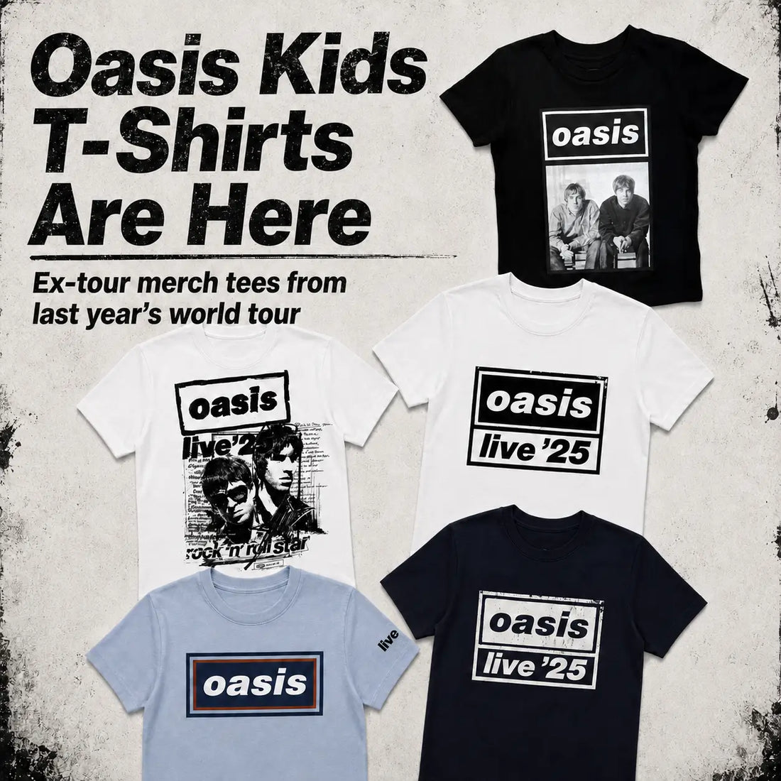 Oasis Kids T-Shirts Have Arrived - Official Live 25 Ex-Tour Merch