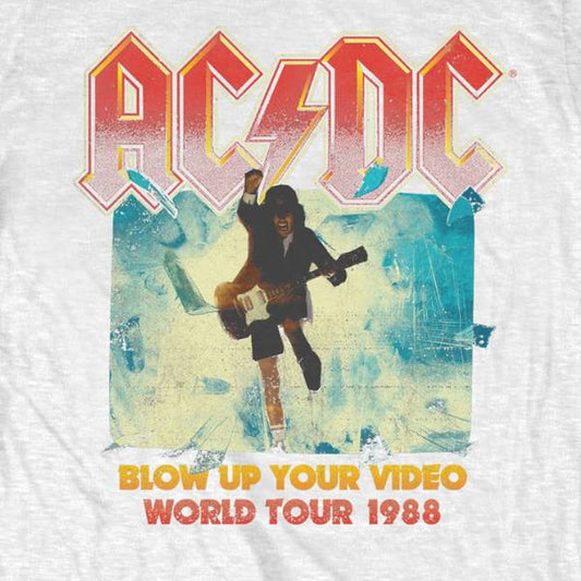 AC/DC Adult T-Shirt - Blow Up Your Video World Tour 1988 - White