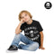A Young Child Sitting Down Wearing a Black Avenged Sevenfold Deathbat Kids T-shirt