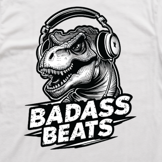 Badass Beats Kids White T-shirt Close Up