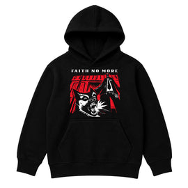 Faith No More kids hoodie with King For A Day artwork printed on a plain black hoody