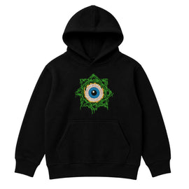 Faith No More kids hoodie with Slime Sludge Eye Logo printed on the front of  a plain black Hoody