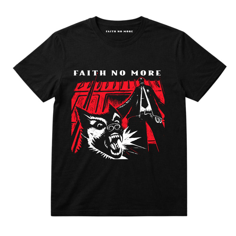 Faith No More Kids T-shirt with King For A Day artwork printed in full colour on a plain black t-shirt