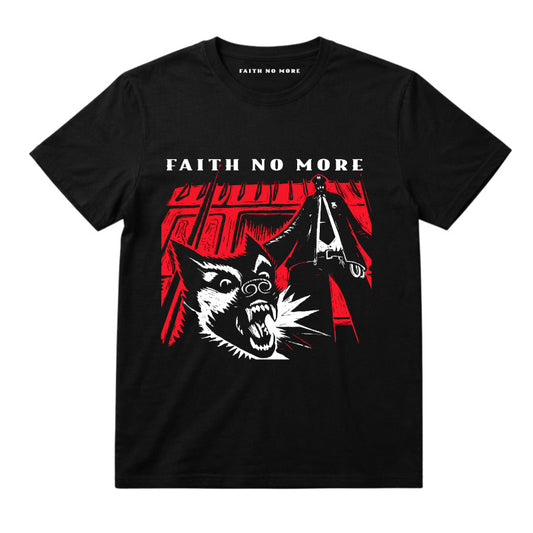 Faith No More Kids T-shirt with King For A Day artwork printed in full colour on a plain black t-shirt