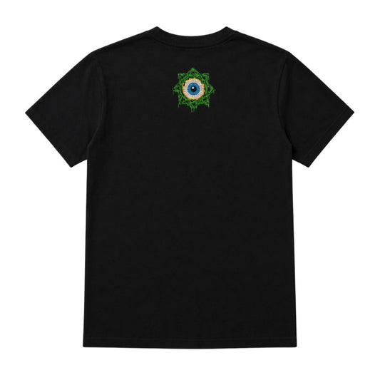 Faith No More Kids T-shirt with Slime Sludge Eye artwork printed in full colour onthe back of a plain black t-shirt