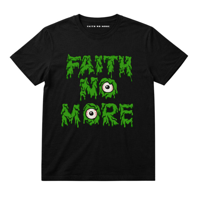 Faith No More Kids T-shirt with Slime Sludge Eye artwork printed in full colour on a plain black t-shirt