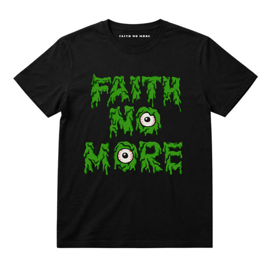 Faith No More Kids T-shirt with Slime Sludge Eye artwork printed in full colour on a plain black t-shirt