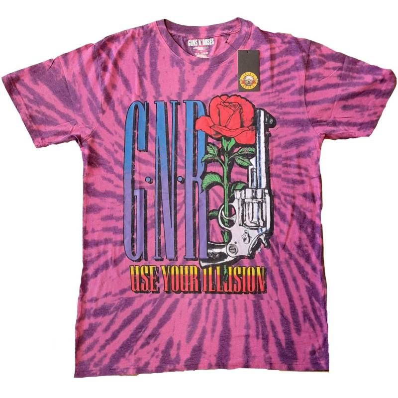 Guns 'n' Roses Adult T-Shirt - Use Your Illusion Revolver Design - Purple Tie Dye