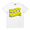 Happy Mondays Kids White T-shirt. Kids T-Shirt with Happy Mondays Classic Wavy Logo In Yellow