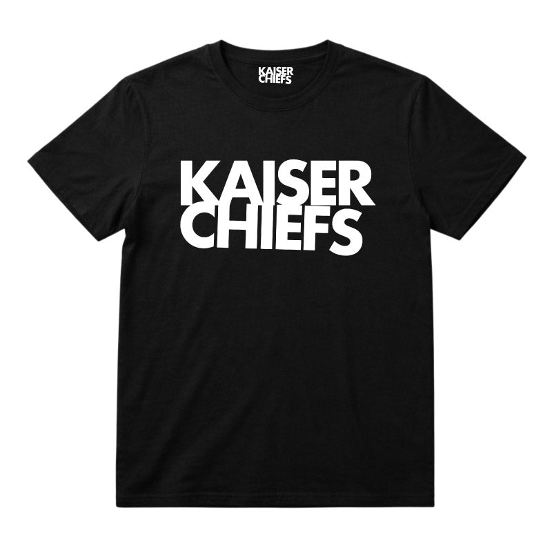 Kaiser Chiefs Kids T-shirt with Kaiser Chiefs logo printed in white on a plain black t-shirt