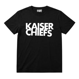 Kaiser Chiefs Kids T-shirt with Kaiser Chiefs logo printed in white on a plain black t-shirt