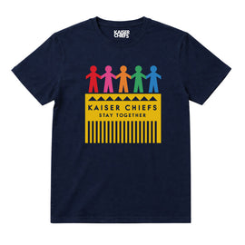 Kaiser Chiefs Kids T-shirt with Kaiser Chiefs Paper Dolls artwork printed in full colour on a plain navy t-shirt