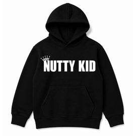 Madness Nutty Kid Kids Hoodie. White Nutty Kid Artwork on a Black Hoody
