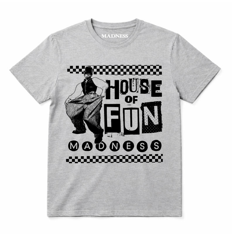 Madness House Of Fun Kids T-shirt. Black House Of Fun Artwork on a Grey 
