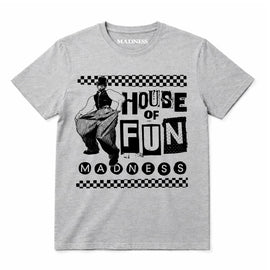 Madness House Of Fun Kids T-shirt. Black House Of Fun Artwork on a Grey 