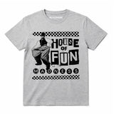 Madness House Of Fun Kids T-shirt. Black House Of Fun Artwork on a Grey 
