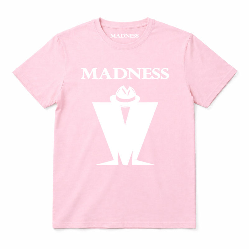 Madness Classic M Logo Kids T-shirt. White Madness Logo on a Pink T-Shirt