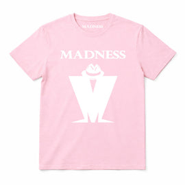Madness Classic M Logo Kids T-shirt. White Madness Logo on a Pink T-Shirt