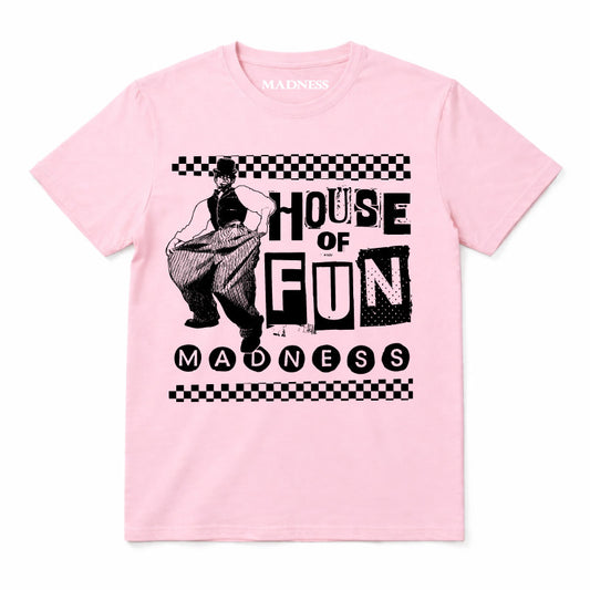 Madness House Of Fun Kids T-shirt. Black House Of Fun Artwork on a Pink T-Shirt