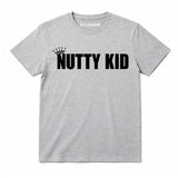 Madness Nutty Kid Kids T-shirt. Black Nutty Kid Logo on a Grey T-Shirt