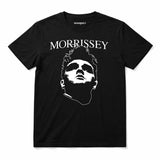 Morrissey Kids T-Shirt black with a white printed graphic of Morrissey's Face and Logo