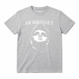 Morrissey Kids T-Shirt Grey with a white printed graphic of Morrissey's Face and Logo