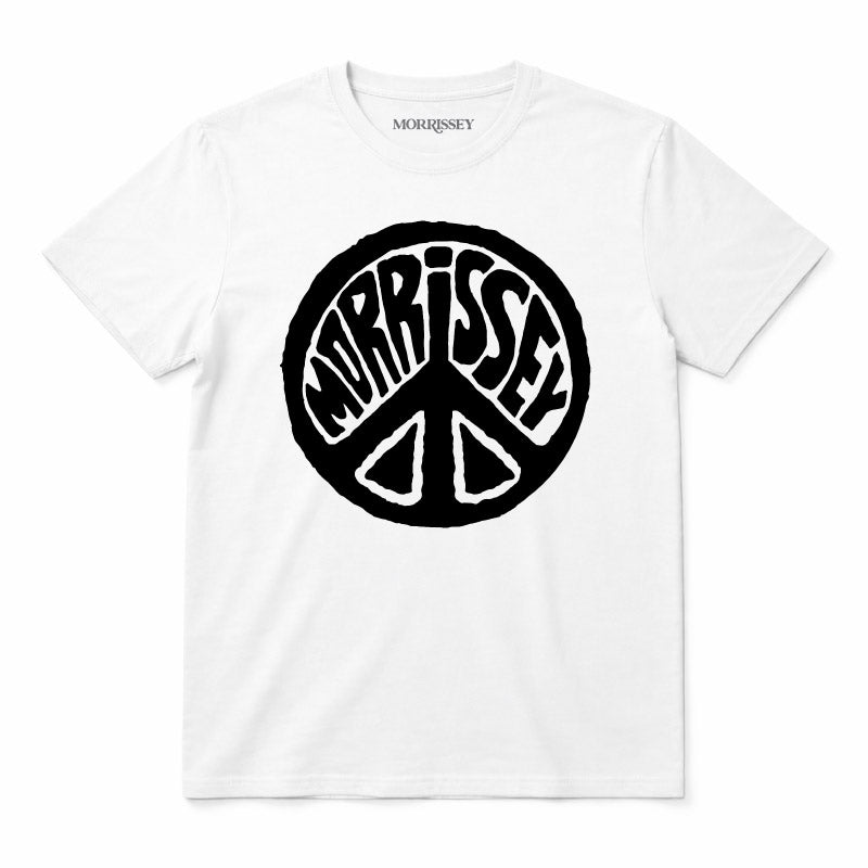 Morrissey kids t-shirt white with black peace symbol logo graphic