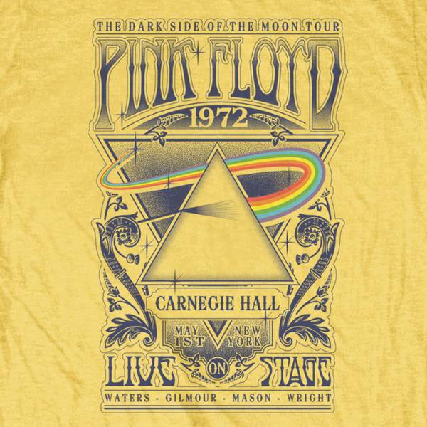 Pink Floyd Adult T-Shirt - Dark Side Of The Moon Tour 1972 - Yellow