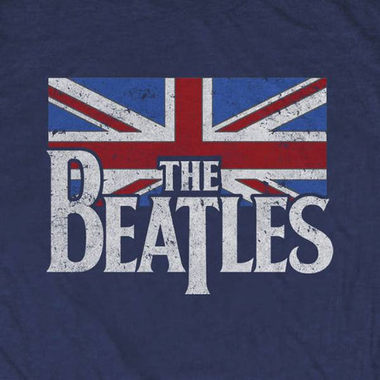 The Beatles Adult T-Shirt - Union Jack - Blue