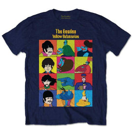 The Beatles Adult T-Shirt - Yellow Submarine Charcters - Navy