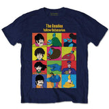 The Beatles Adult T-Shirt - Yellow Submarine Charcters - Navy