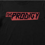 Close up of The Prodigy Kids T-shirt with The Prodigy Disrupta logo printed in full colour on a plain white t-shirt
