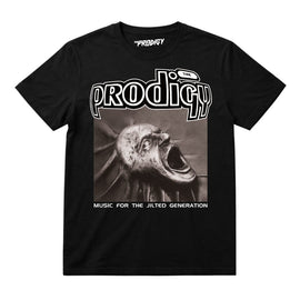 The Prodigy Kids t-shirt with Jilted Generation album artwork printed on a plain black t-shirt