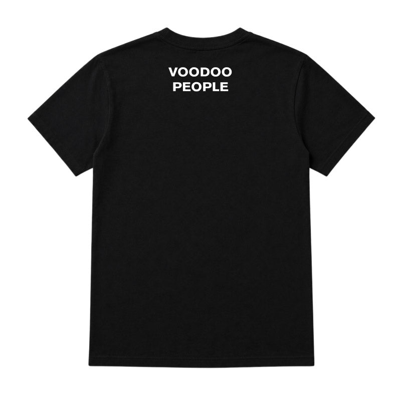 The Prodigy Kids T-shirt with The Prodigy Voodou People text printed in white on the back of a plain black tshirt 