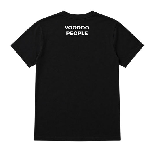 The Prodigy Kids T-shirt with The Prodigy Voodou People text printed in white on the back of a plain black tshirt 