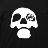 Close up of The Prodigy Kids T-shirt with The Prodigy Voodou People artwork printed in white on a plain black tshirt 