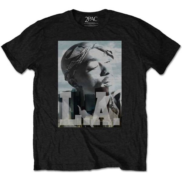 Tupac Shakur Kids Black T-Shirt - 2Pac L.A Skyline